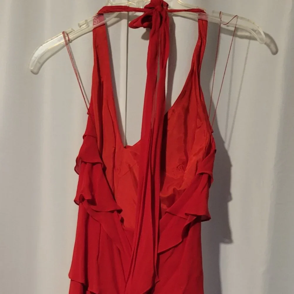 NWOT Cache silk ruffled dress with rosette size 4 - Picture 5 of 6